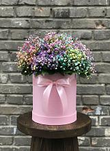 Цветочная композиция из Гипсофила и Розы в шляпной коробке в Некрасовское