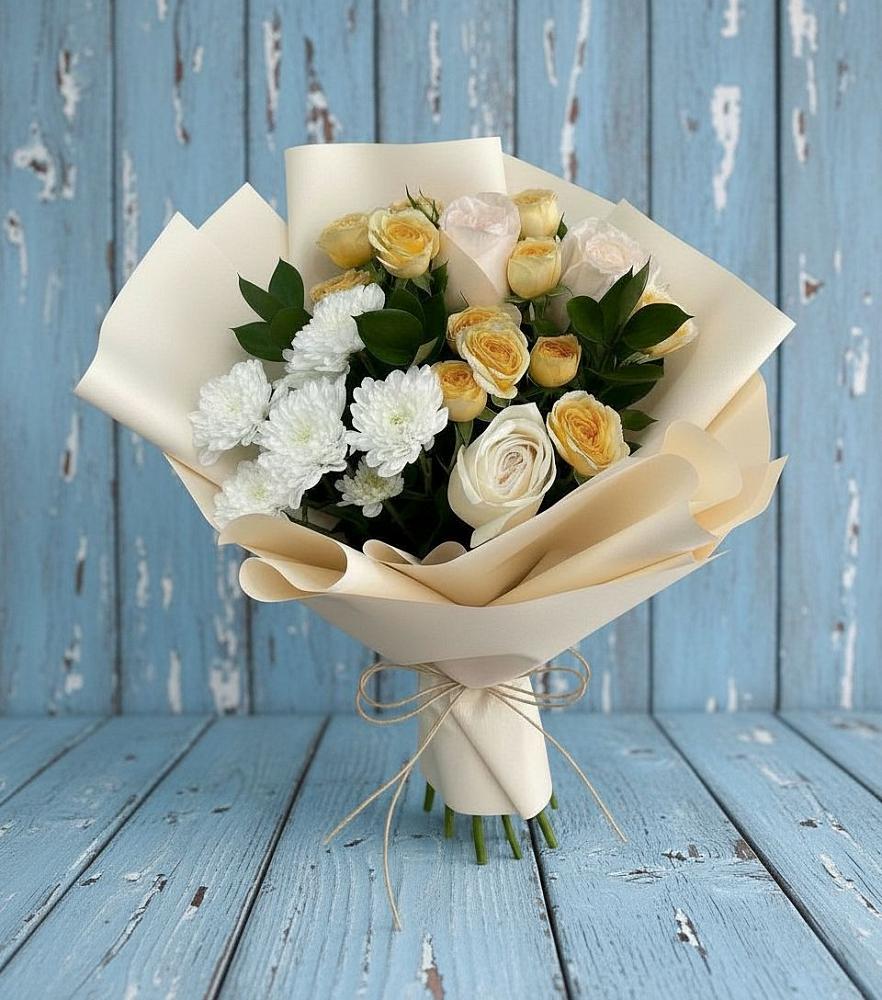 Букет цветов из: Розы и Хризантемы в Некрасовское