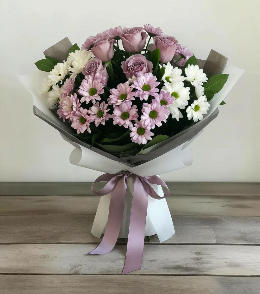 Букет цветов из: Хризантемы и Розы в Некрасовское