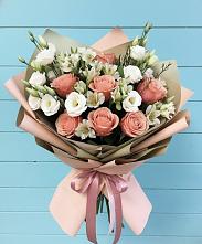 Букет цветов из:  Розы, Альстромерии и Лизиантусы в Некрасовское