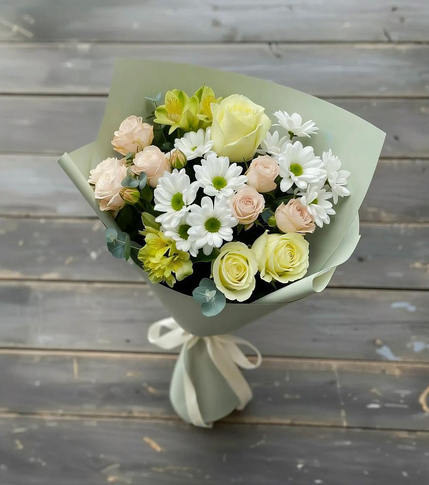 Букет цветов из: Альстромерии, Розы и Хризантемы в Некрасовское