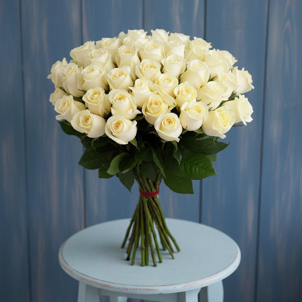 Букет 51 Белая роза Эдлесс Лав в Некрасовское
