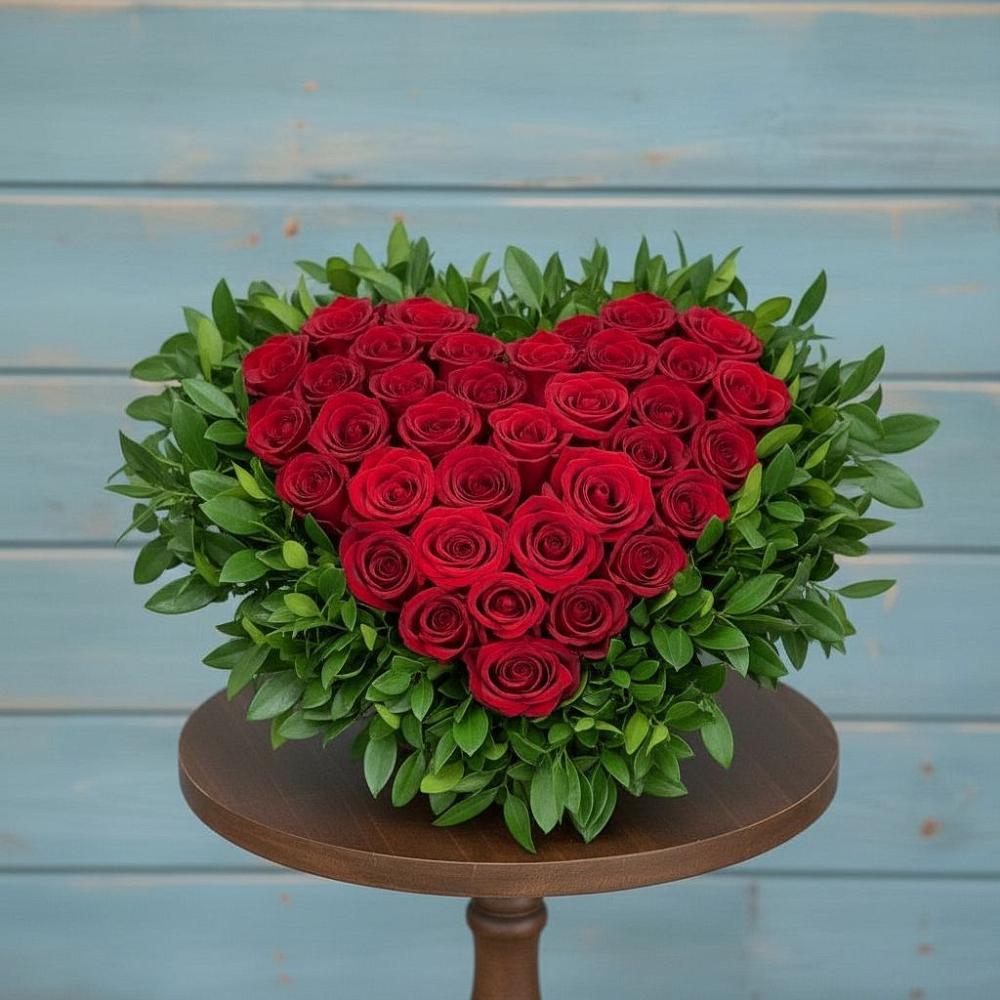 Цветочная композиция из Розы в виде сердца в Некрасовское