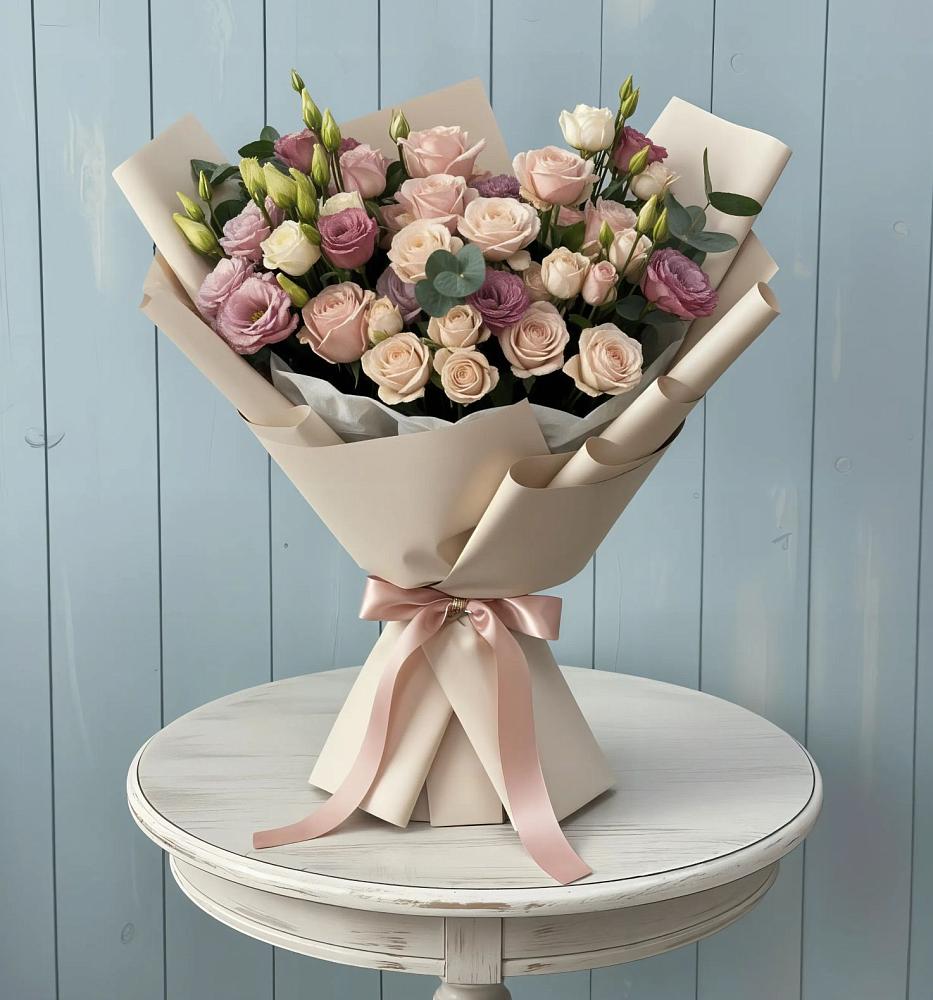 Букет цветов из: Розы и Лизиантусы в Некрасовское