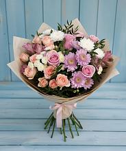 Букет цветов из:  Хризантемы, Розы и Альстромерии в Некрасовское