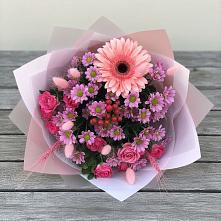 Букет цветов из:  Розы, Герберы и Хризантемы #REPLACE_PRED# Некрасовское