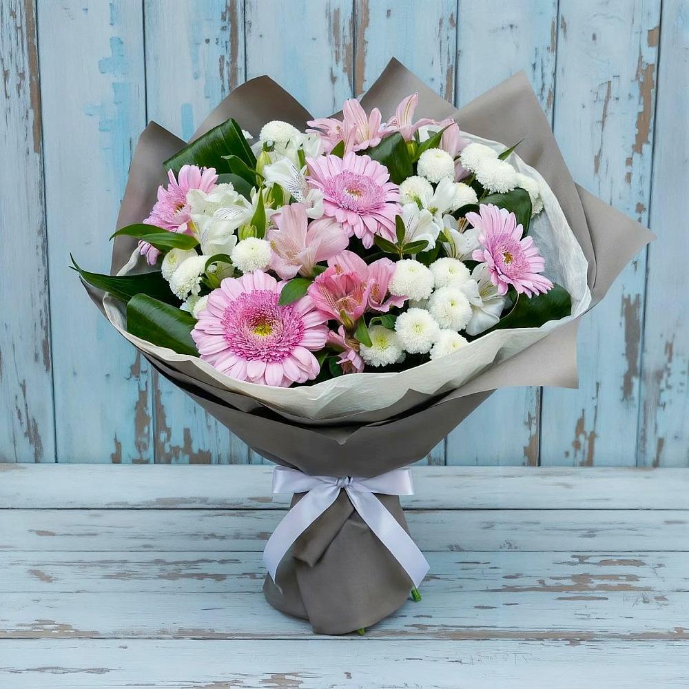 Букет цветов из: Герберы, Альстромерии и Хризантемы в Некрасовское