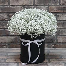 Цветочная композиция из Гипсофила в шляпной коробке в Некрасовское