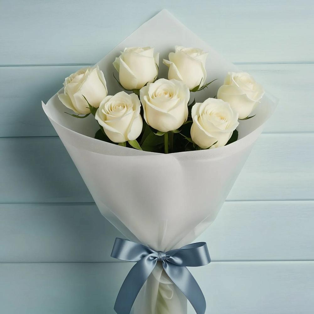 Букет 7 Белых роз Эдлесс Лав в Некрасовское