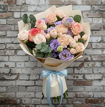Букет цветов из:  Розы, Лизиантусы и Гвоздики в Некрасовское